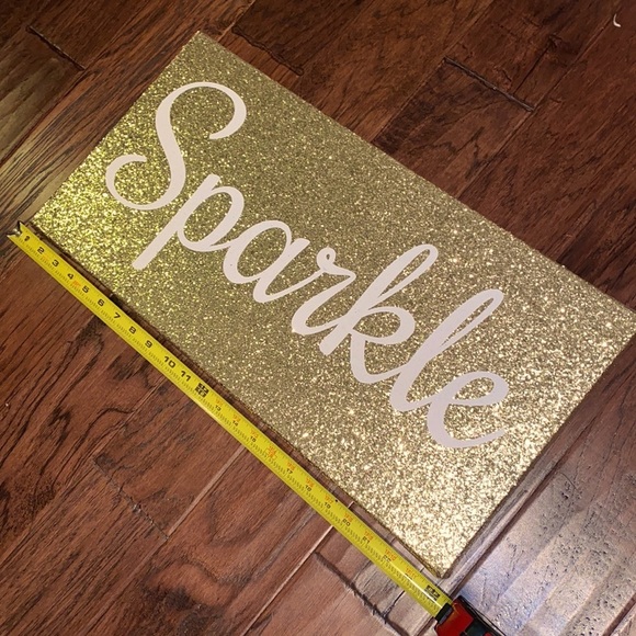 Sparkle ✨ gold glitter wall hanging canvas 1’ x 2’​ - Picture 4 of 14